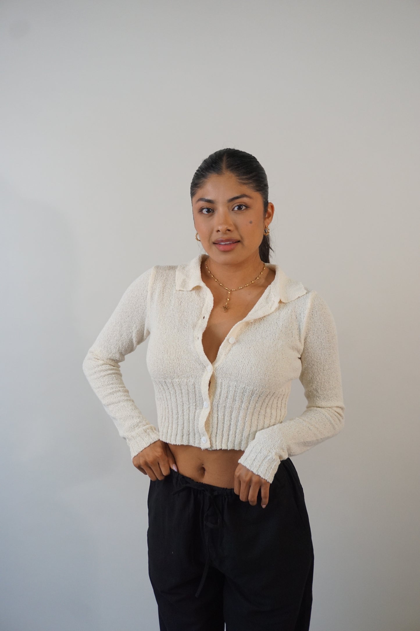 Ileen Crop Button Up Sweater